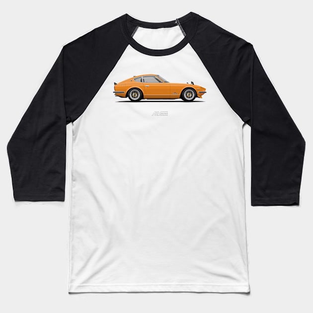 Fairlady 240Z Orange Baseball T-Shirt by ARVwerks